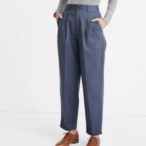 Madewell Pleated Taper Wide Leg Pants in Sunfaded Indigo NWT